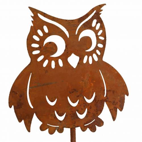 Floristik24 Estacas de jardim pátina de coruja, outono, decoração de metal H32cm 6pcs