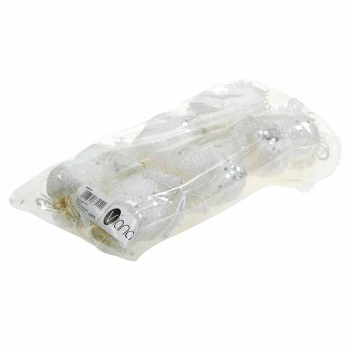 Itens Coruja decorativa com coroa para pendurar branco, glitter 6,5 × 8cm 6pcs.
