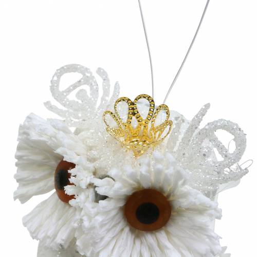 Itens Coruja decorativa com coroa para pendurar branco, glitter 6,5 × 8cm 6pcs.