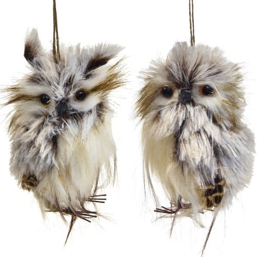 Itens Decoração de coruja figuras de coruja pequenas, decoração de animais da floresta 11cm branco-marrom 2 unidades