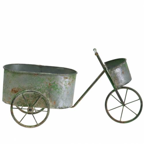 Floristik24 Vaso de flores, bicicleta, zinco cinza, verde 40 × 14 × 21 cm