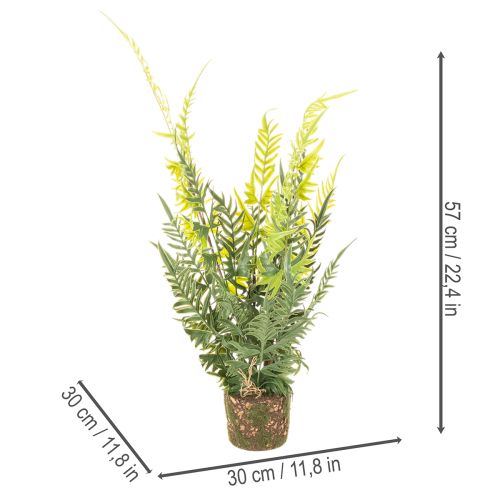 Samambaia artificial com torrão de raízes para decoração de casa e escritório, 57 cm | Floristik24.pt