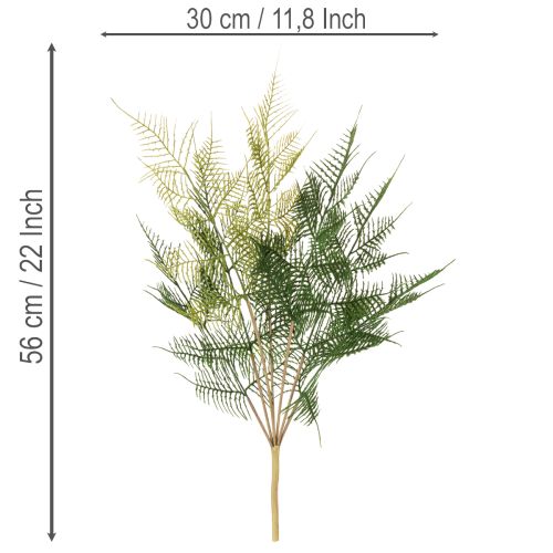 Ramo de samambaia artificial decorativo, verde, realista, 56 cm | Floristik24.pt