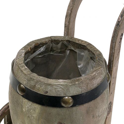 Floristik24 Barril de madeira em suporte para plantar H24.5cm
