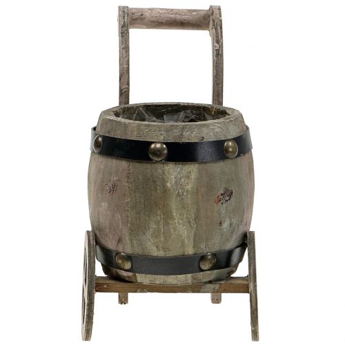 Floristik24 Barril de madeira em suporte para plantar H24.5cm