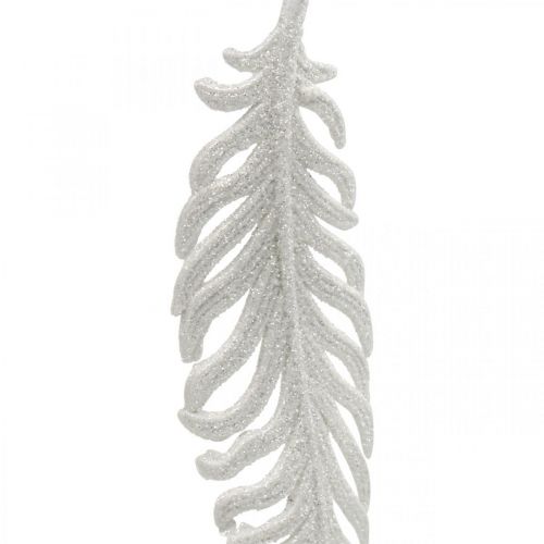 Itens Penas para pendurar, decoração da árvore de Natal, penas decorativas com glitter, casamento branco L19cm 12 unidades