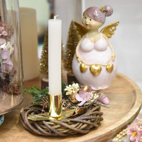 Floristik24 Castiçal na mola, decoração de metal, castiçal, decoração do Advento dourado Ø2,2cm C13cm 4pcs