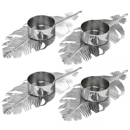Floristik24 Penas de castiçal, decoração do advento, decoração de metal, castiçal prata Ø3,8cm L16,5cm 4pcs