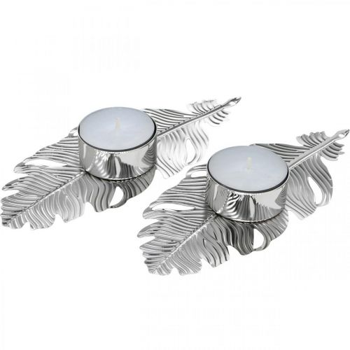 Floristik24 Penas de castiçal, decoração do advento, decoração de metal, castiçal prata Ø3,8cm L16,5cm 4pcs