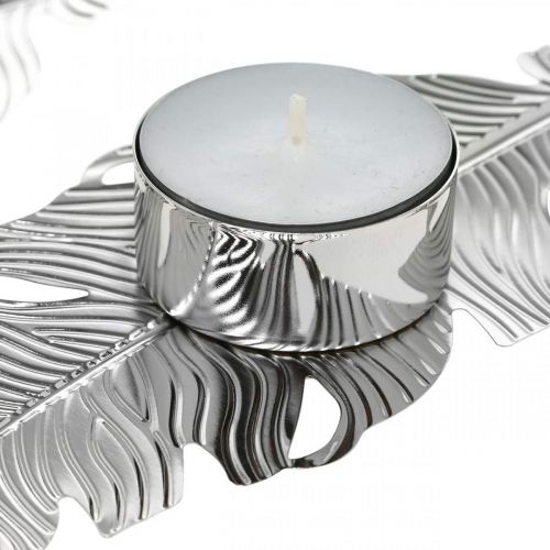 Floristik24 Penas de castiçal, decoração do advento, decoração de metal, castiçal prata Ø3,8cm L16,5cm 4pcs