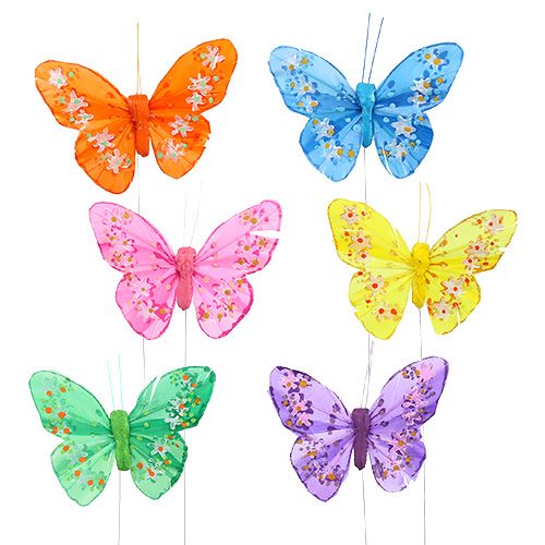 Floristik24 Variedade de cor borboleta pena 8,5cm. 12pcs