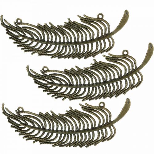 Itens Penas decorativas, pingentes de joias, penas de metal, decoração dispersa cor bronze L8cm 10 peças