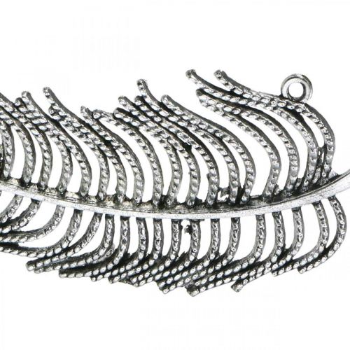 Floristik24 Penas para decoração, decoração dispersa, penas de metal, joalheria prata L8cm 10pcs