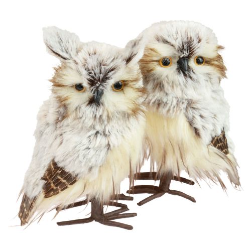 Itens Decoração de coruja figuras de coruja, decoração de animais da floresta 21/22cm branco-marrom conjunto de 2