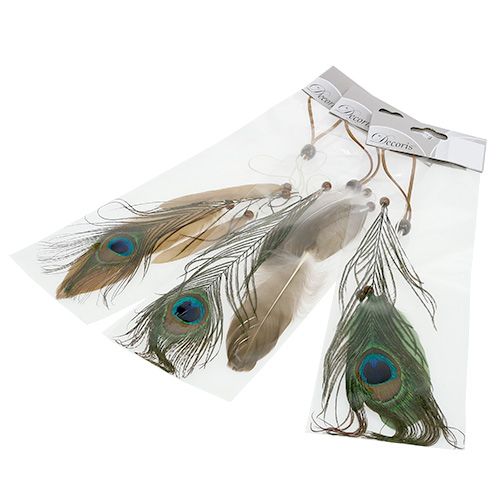 Floristik24 Pena de pavão cabide de penas 34 cm 3 unidades