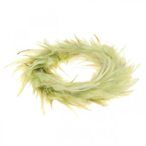 Floristik24 Coroa de penas decorativas verde Ø16cm coroa de penas reais decoração de primavera