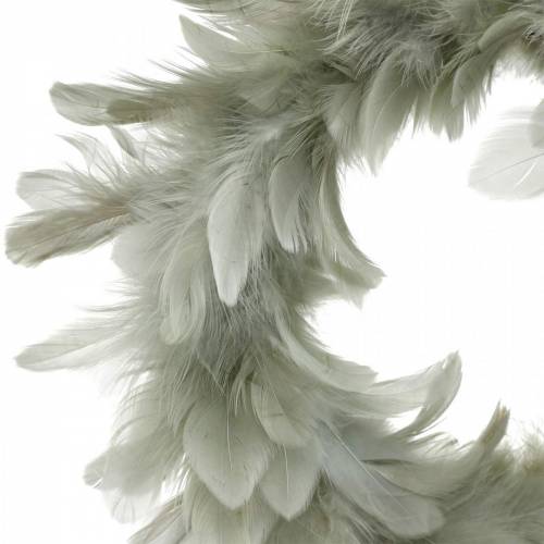 Floristik24 Coroa de penas de decoração de páscoa cinza Ø16,5cm penas reais