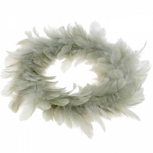 Floristik24 Coroa de penas de decoração de páscoa cinza Ø16,5cm penas reais