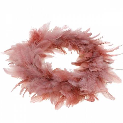 Floristik24 Coroa de penas decoração de páscoa rosa velho Ø25cm decoração primavera