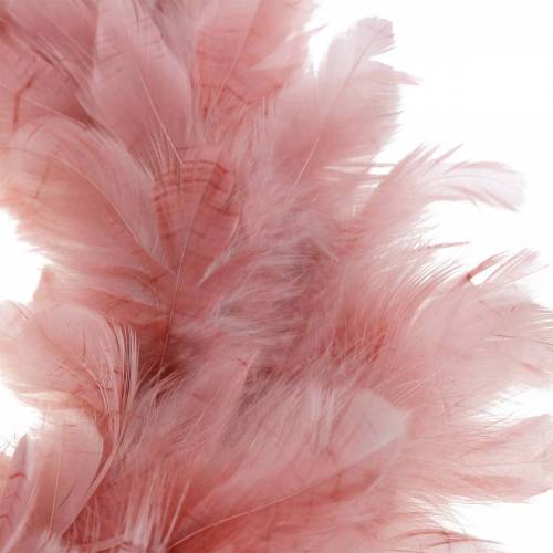 Floristik24 Coroa de penas Deco grande decoração de Páscoa rosa velho Ø24cm pena real