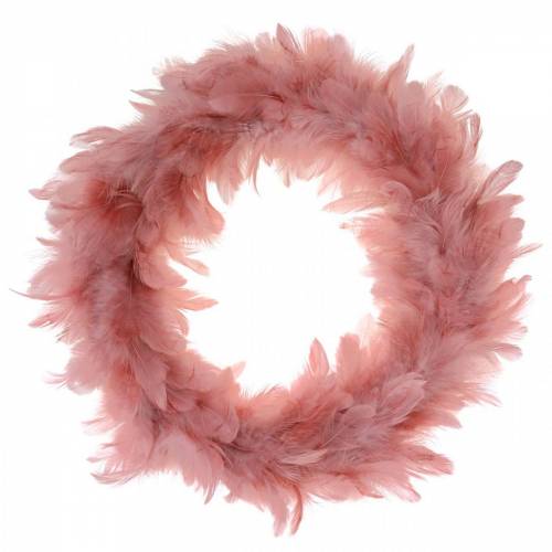 Floristik24 Coroa de penas Deco grande decoração de Páscoa rosa velho Ø24cm pena real