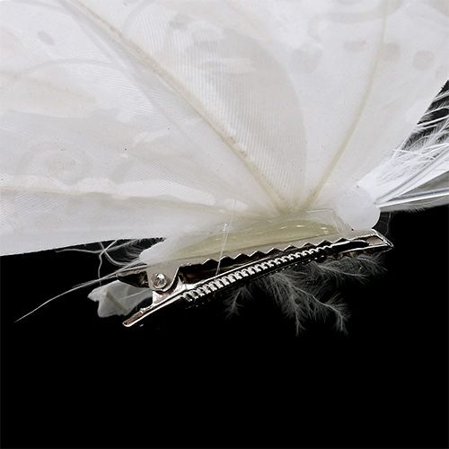 Floristik24 Borboleta pena 11,5 cm com clipe branco 3 unidades