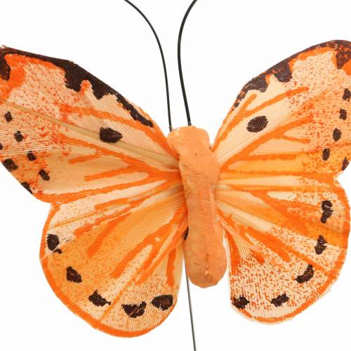 Itens Borboleta amarelo laranja em fio 7 cm fio 24 peças