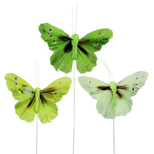 Floristik24 Borboleta pena 8,5 cm verde 12pcs