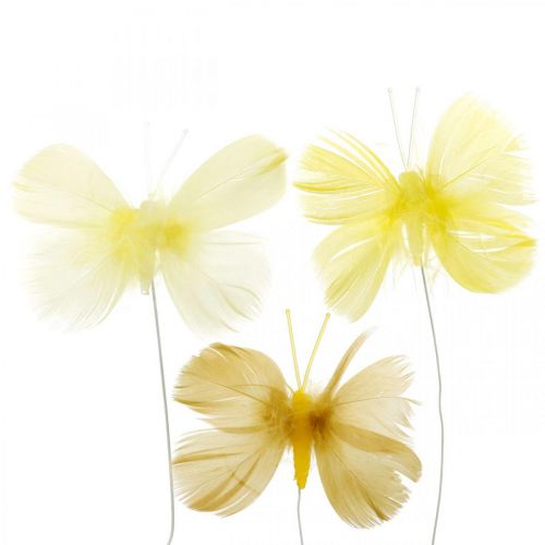 Deco borboletas em fio, decoração de primavera, borboletas de primavera em tons de amarelo 6pcs