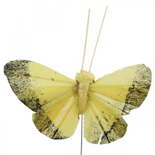 Itens Borboleta de penas em arame 5cm laranja, amarelo 24uds