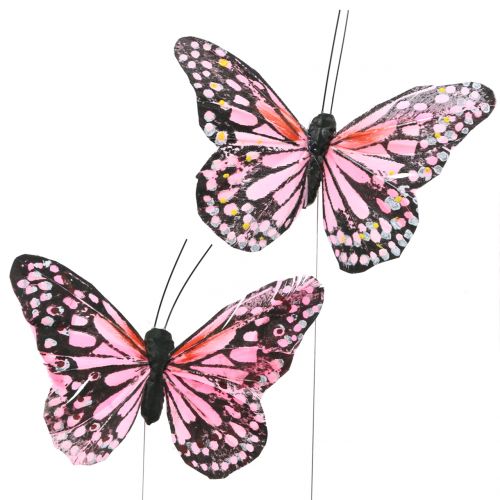 Floristik24 Borboleta em fio rosa 11cm 12pcs