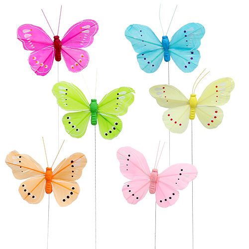 Borboletas de penas, sortidas 8cm 24pcs