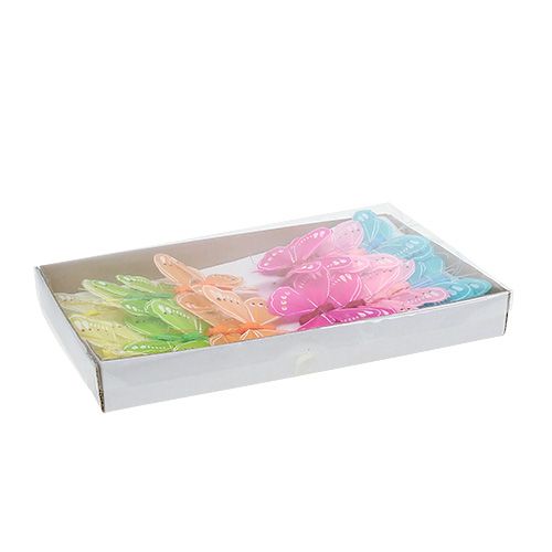 Floristik24 Borboletas de penas, sortidas 8cm 24pcs