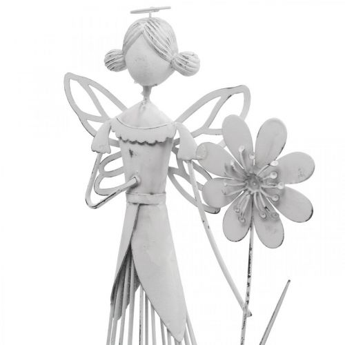 Floristik24 Decoração de primavera, fada das flores como lanterna, decoração de mesa em metal, elfo com flor branca Alt.32,5cm