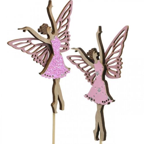 Floristik24 Decoração de flores, elfo para colar, decoração de primavera, natureza de fadas de dança de plugue decorativo, rosa 6pcs