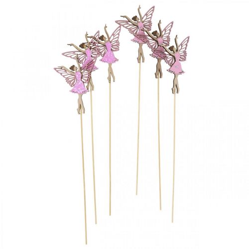 Floristik24 Decoração de flores, elfo para colar, decoração de primavera, natureza de fadas de dança de plugue decorativo, rosa 6pcs