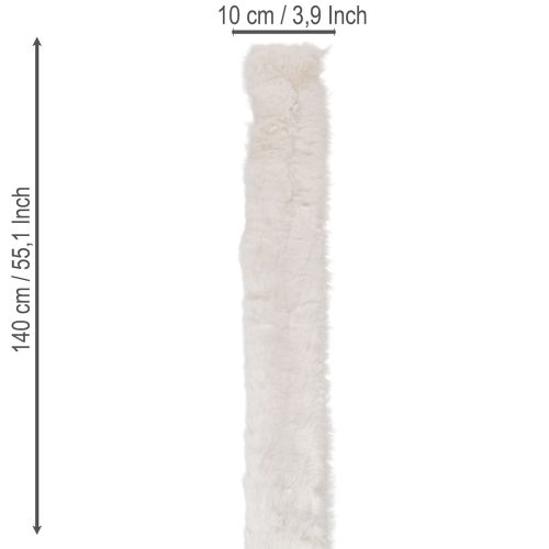 Fita decorativa branca e fofa, rolo de pele sintética, 10x140cm, 3 peças | Floristik24.pt