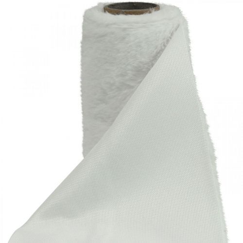 Floristik24 Corredor de mesa em pelo sintético branco decorativo faixa de mesa em pelo 15×200cm