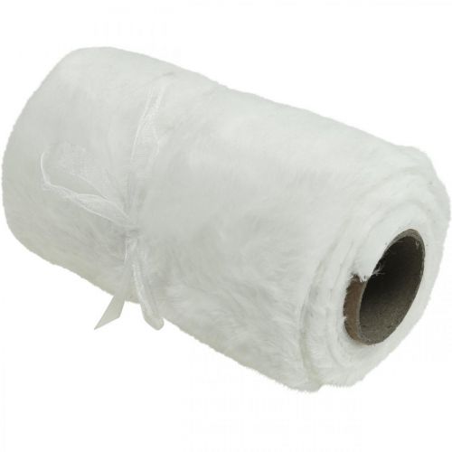 Floristik24 Corredor de mesa em pelo sintético branco decorativo faixa de mesa em pelo 15×200cm