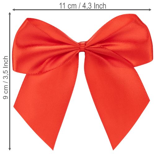 Laço decorativo vermelho, pré-amarrado para artesanato e embalagens, 11 cm, 25 peças | Floristik24.pt