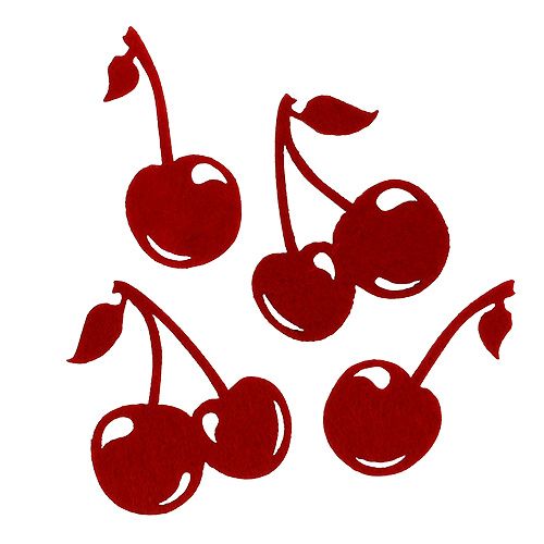 Floristik24 Cerejas de feltro vermelhas 32p