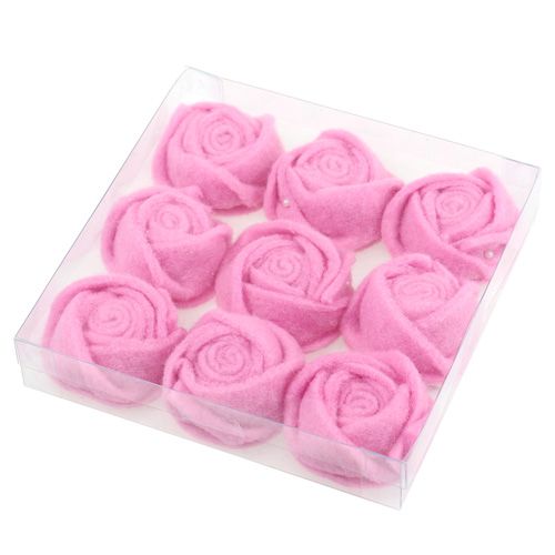 Floristik24 Feltro rosa rosa Ø6.5cm 9pcs