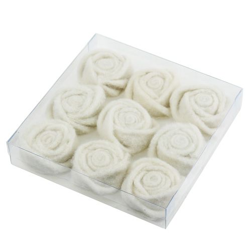 Floristik24 Feltro rosa branco Ø6cm 9p