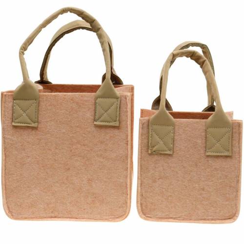 Floristik24 Vaso de feltro, bolsa de feltro rosa com alças, decoração de feltro, conjunto de 2