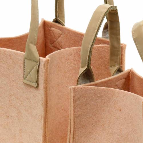 Vaso de feltro, bolsa de feltro rosa com alças, decoração de feltro, conjunto de 2