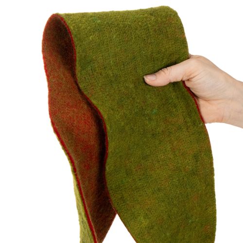 Fita de feltro de lã bicolor para arranjos florais, verde/vermelho, 15 cm x 5 m | Floristik24.pt