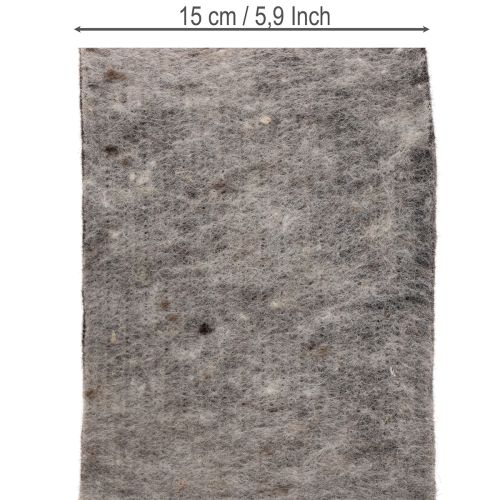Dobradiça para vaso em feltro de lã bicolor, cinza/preto, 15 cm x 5 m | Floristik24.pt