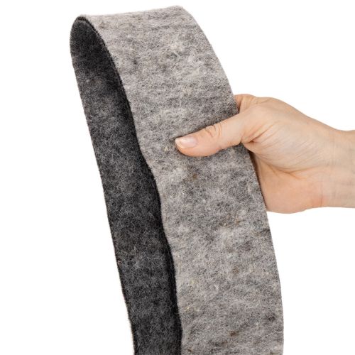 Fita de feltro, alça para panela, 100% lã, cinza/preto, 7,5 cm de largura, 5 m de comprimento | Floristik24.pt