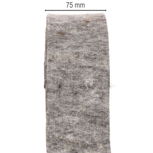 Fita de feltro, alça para panela, 100% lã, cinza/preto, 7,5 cm de largura, 5 m de comprimento | Floristik24.pt