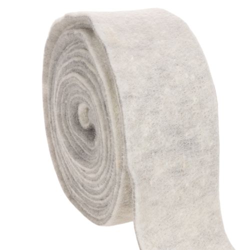 Fita de feltro bicolor, branca/cinza, feita de 100% lã, 7,5 cm de largura, 5 m de comprimento. comprar | Floristik24.pt